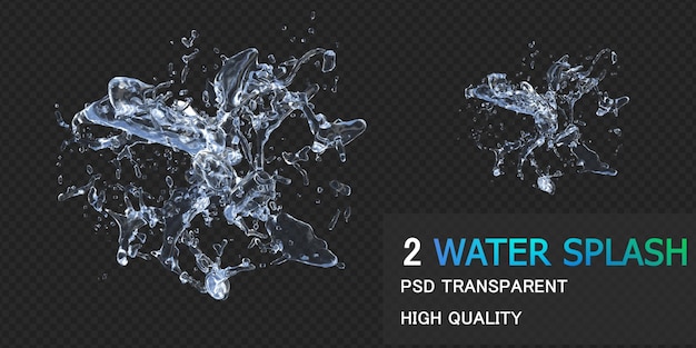 water splash with droplets isolated design premium psd