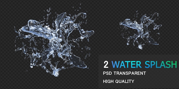 Water splash with droplets isolated design premium psd