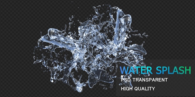 Water splash with droplets isolated design premium psd