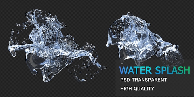 PSD water splash with droplets isolated design premium psd