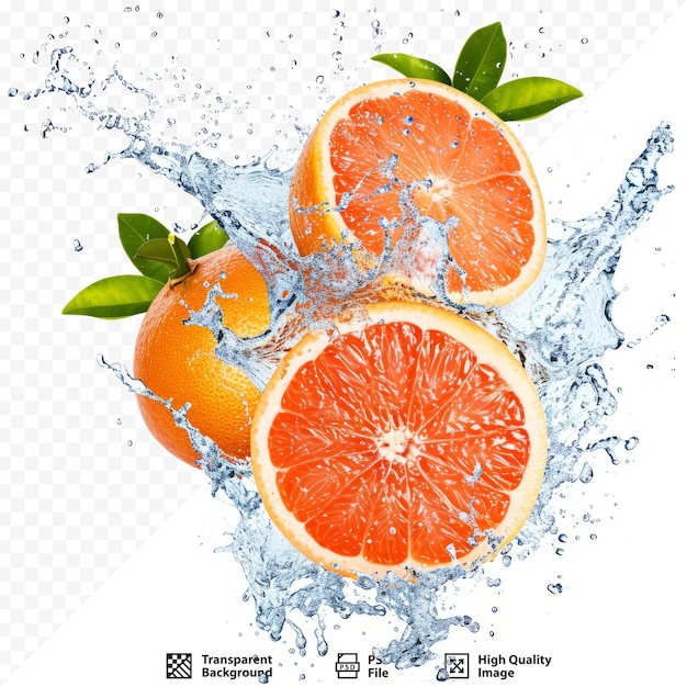 PSD water splash with fruits isolated on white backgroud fresh grapefruits