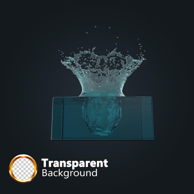 water splashes, blue liquid waves with swirls and drops. realistic set of flowing transparent