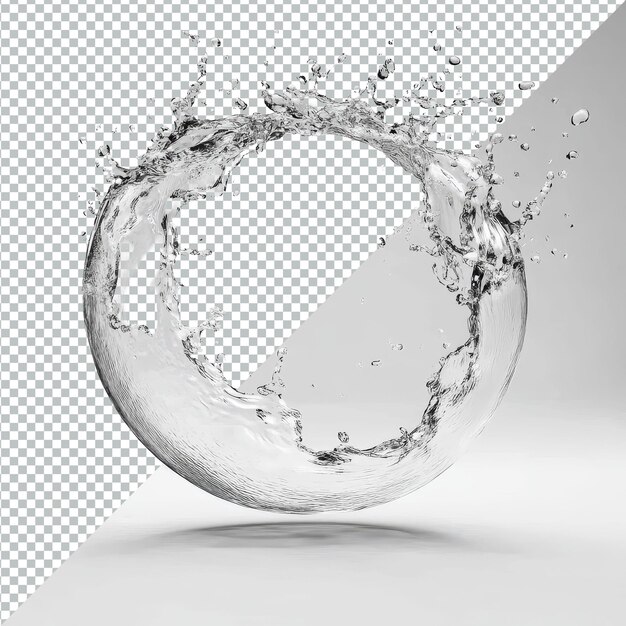 water splashes dramatically from a circular shape creating intricate patterns in clear liquid against a soft background water splashing out from circle shape isolated 3d rendering
