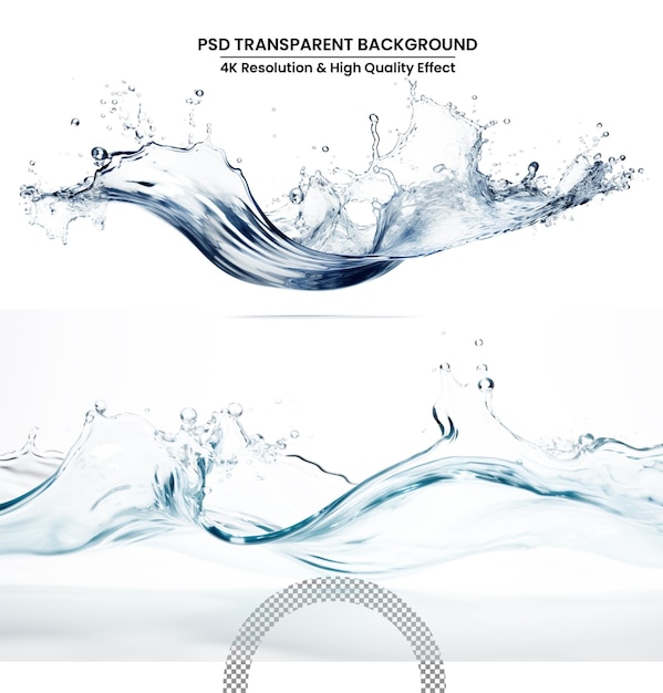 PSD water splashes water concepts pure natural water waves healthy drink concept transparent background