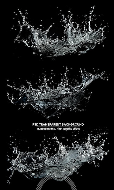 PSD water splashes water concepts pure natural water waves healthy drink concept transparent background