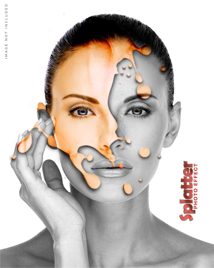 PSD water splatter photo cut effect
