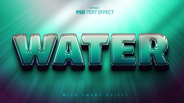 water teksteffect 3d bewerkbaar sjabloonontwerp