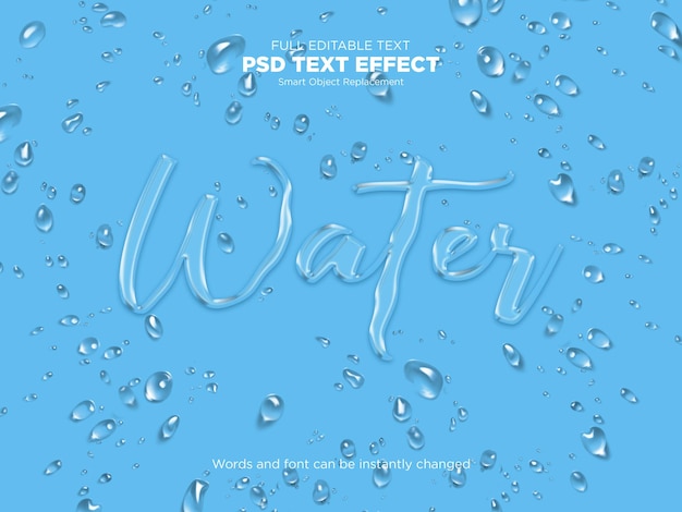 PSD mockup effetto testo acqua con gocce