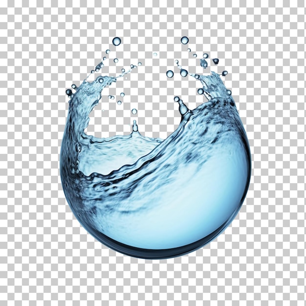 Water vloeibare plons in een vorm van een bol geïsoleerd op transparante achtergrond png psd