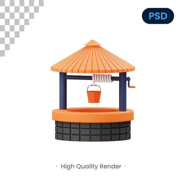 PSD water well 3d render illustration premium psd