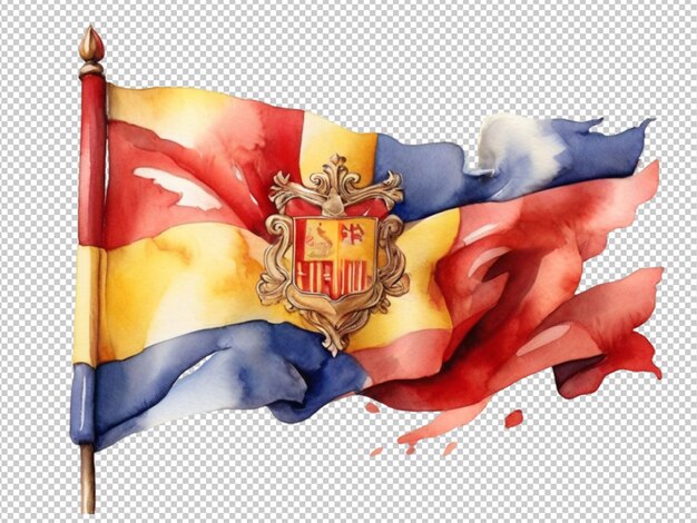 PSD watercolor art of a andorra flag isolated on white background