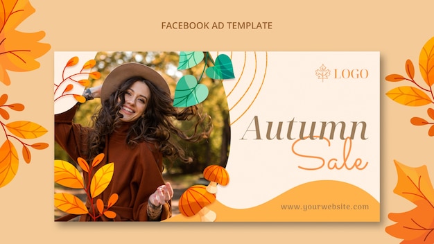 PSD watercolor autumn facebook ad template design