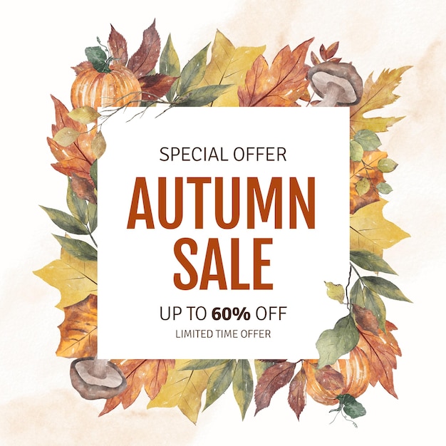 Watercolor Autumn Sale Instagram Template