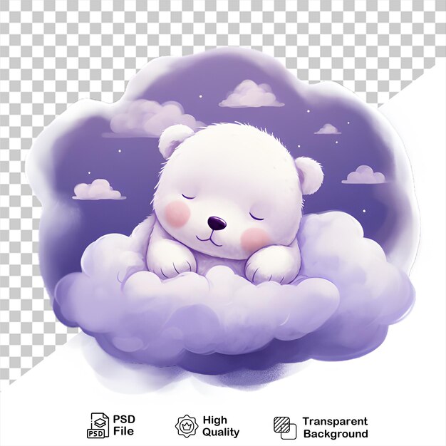 PSD watercolor baby bear on skycloud isolated on transparent background include png file