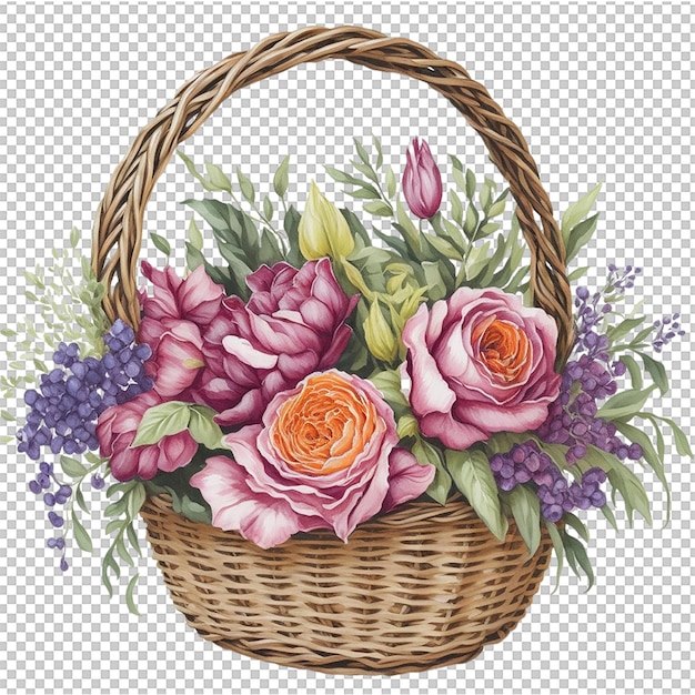 Watercolor Basket Flower