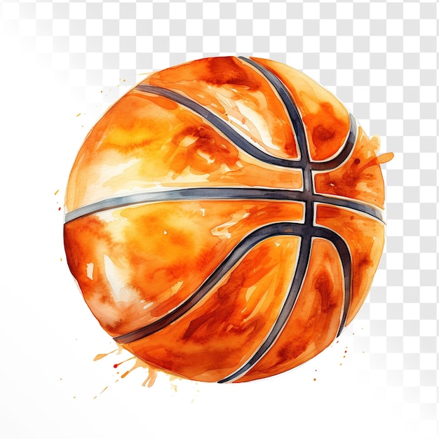 PSD watercolor basketball on transparency background