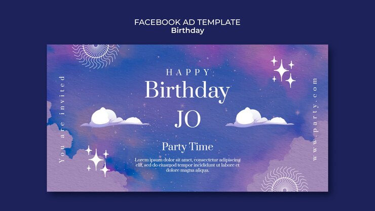 PSD watercolor birthday design template