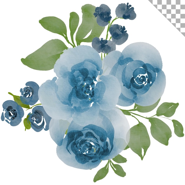 Watercolor blue bouquet watercolor illustration style with floral theme