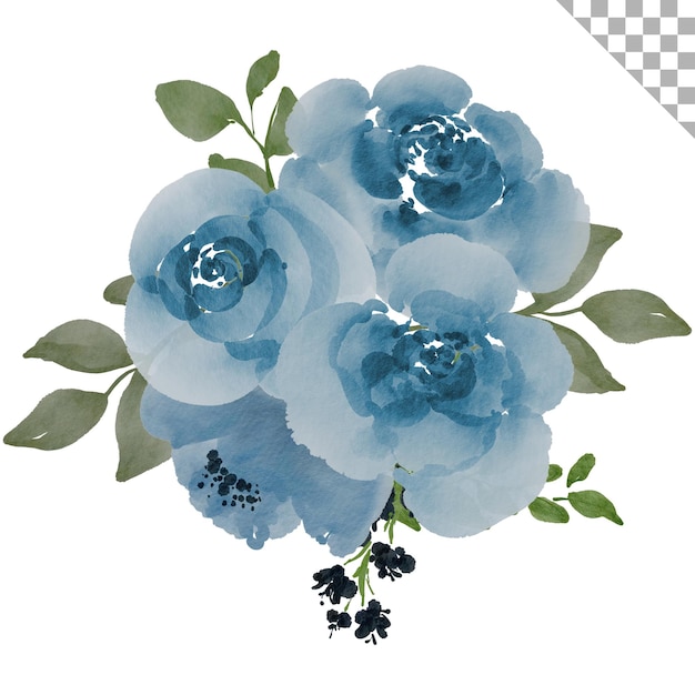 Watercolor blue bouquet Watercolor illustration style with floral theme