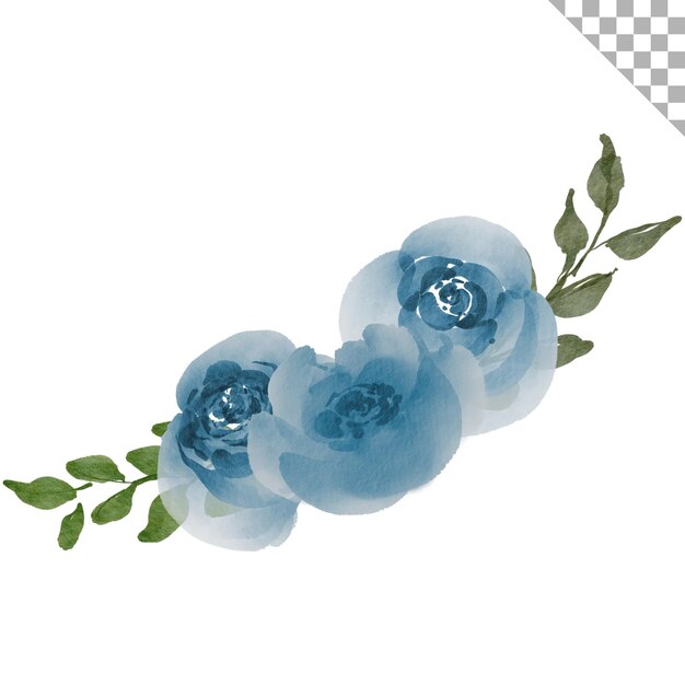 Bouquet blu acquerello stile di illustrazione acquerello con tema floreale