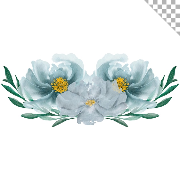 Watercolor blue flower bouquet Design element with floral theme