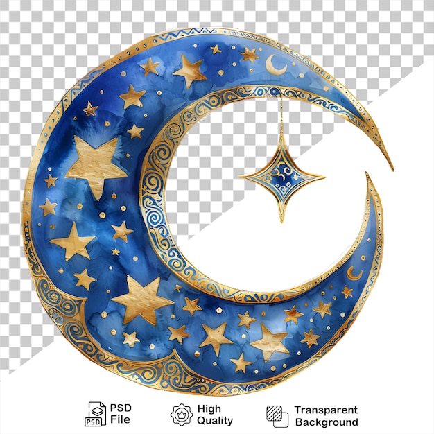 PSD a watercolor blue moon with a star that is on a transparent background with png file