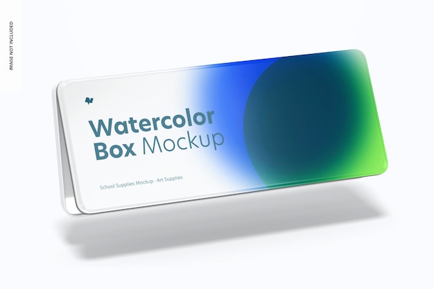 PSD watercolor box mockup, floating