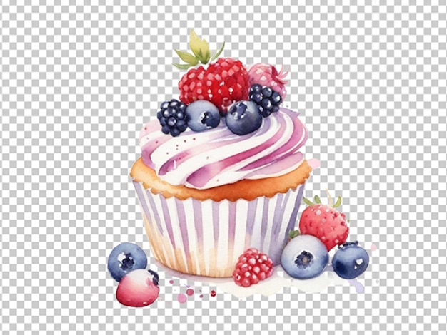 PSD watercolor bright delicious cupcakes