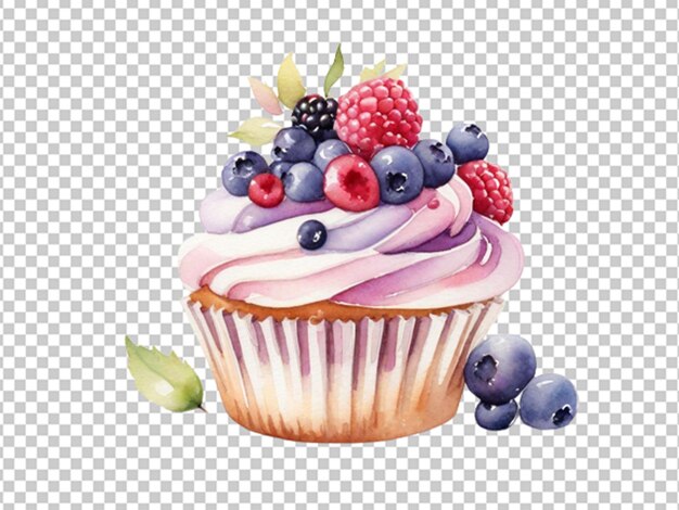 PSD watercolor bright delicious cupcakes