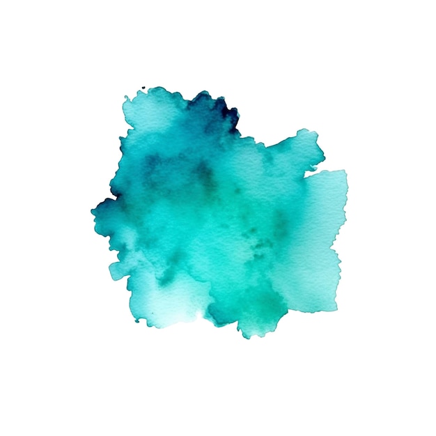 PSD watercolor brush stroke cyan watercolor background isolated on white background