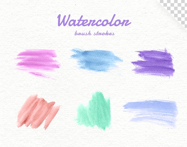 PSD watercolor brush stroke stains collection transparent background