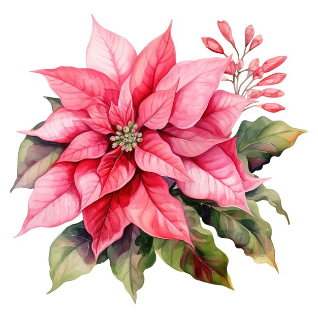 PSD watercolor of a bunch of pink poinsettias ai generated image