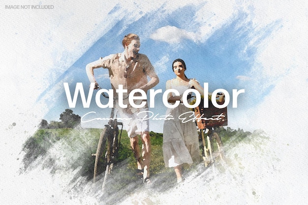 PSD watercolor canvas photo effect