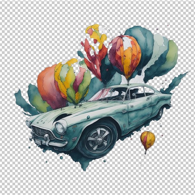 PSD watercolor car