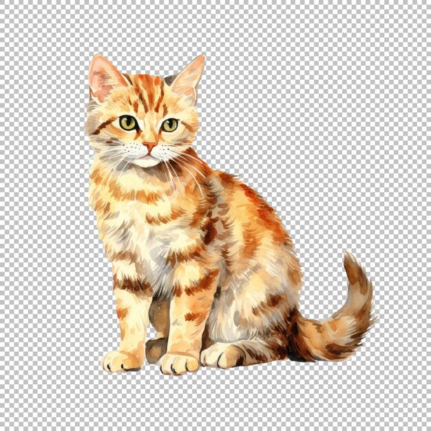 PSD watercolor cat illustration on transparent background