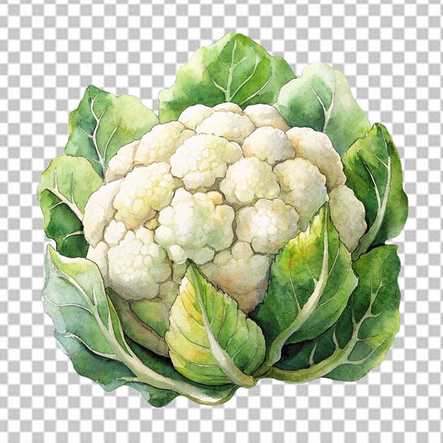 PSD watercolor cauliflower on white background