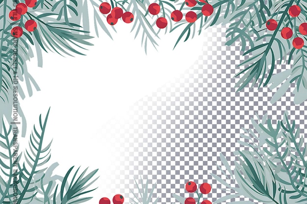 watercolor christmas frame with pine and berries festive border