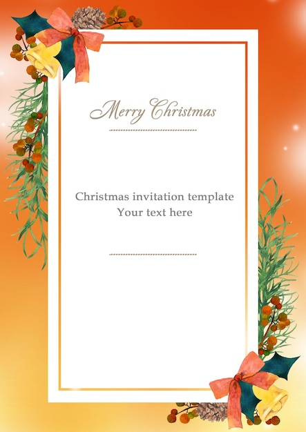 Watercolor christmas invitation template