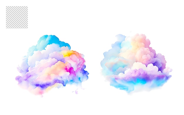PSD watercolor clouds png set