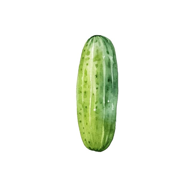 PSD watercolor cucumber illustration handdrawn fresh food design element isolated on a white background