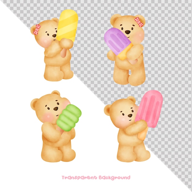 PSD watercolor cute bear.