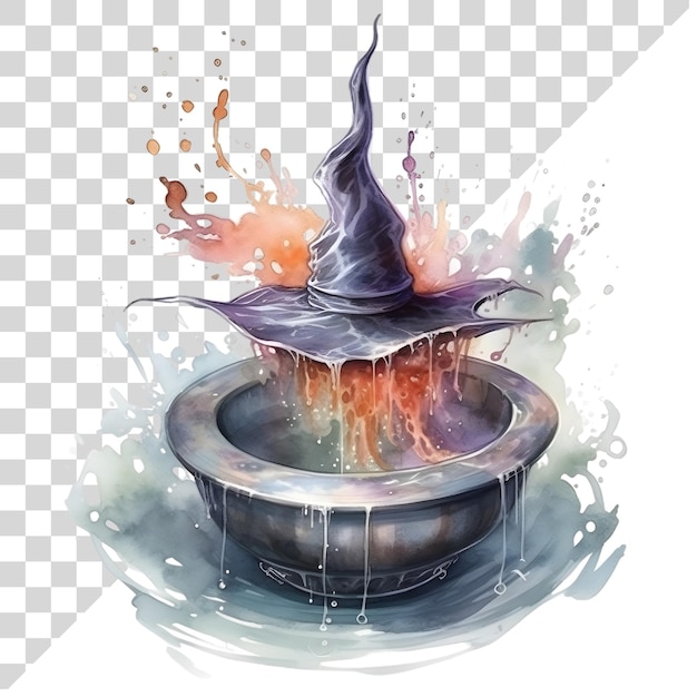 透明な背景の魔女の鍋のハロウィーン