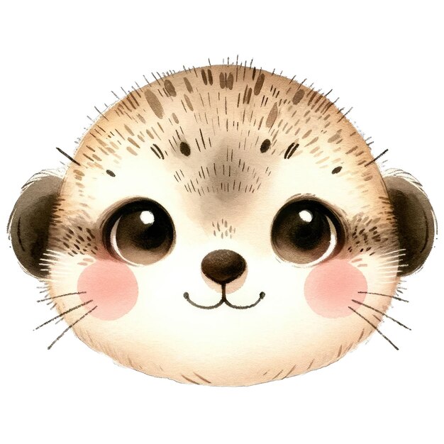 PSD watercolor cute head of meerkat