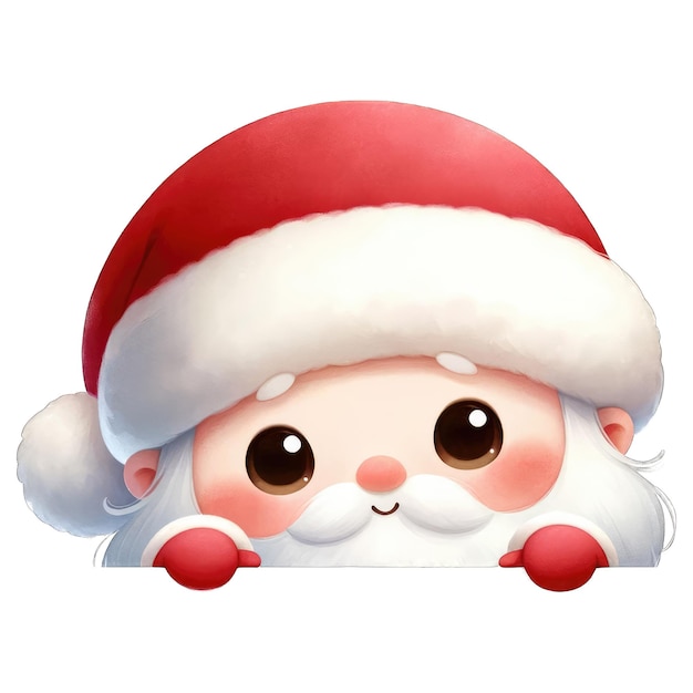 PSD watercolor cute peeking santa