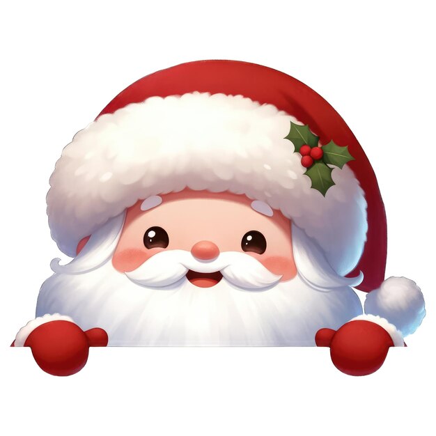 PSD watercolor cute peeking santa