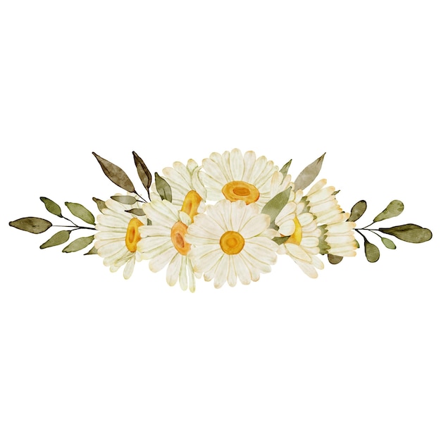 PSD watercolor daisy floral arrangement decoration