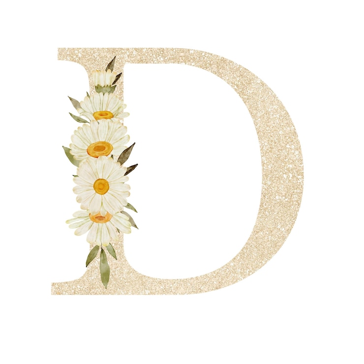 PSD 水彩デイジーの花アルファベット d
