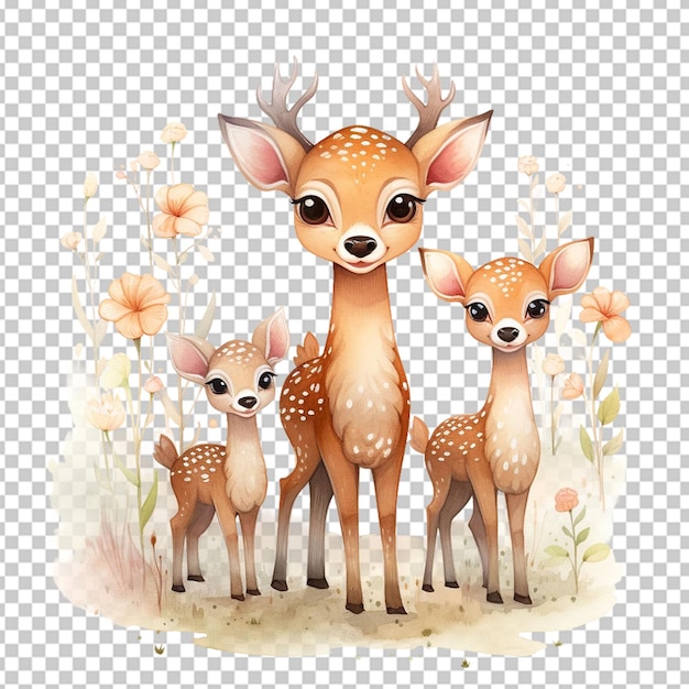 PSD watercolor deer family clipart png sublimation