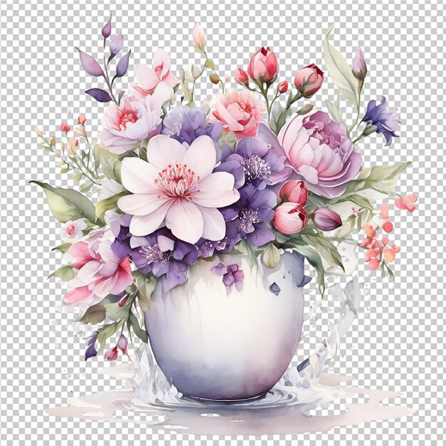 PSD watercolor deferent floral flower bouquet design