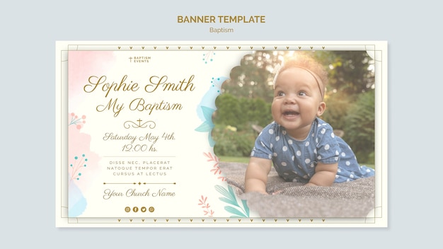 Watercolor design baptism banner template